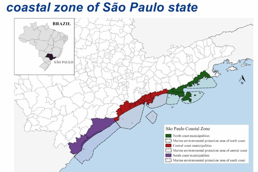 Map of study areas on the São Paulo coast